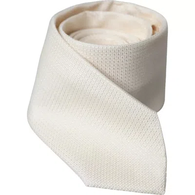 Dolce & Gabbana Off White Patterned Silk Classic Adjustable Tie In Off White