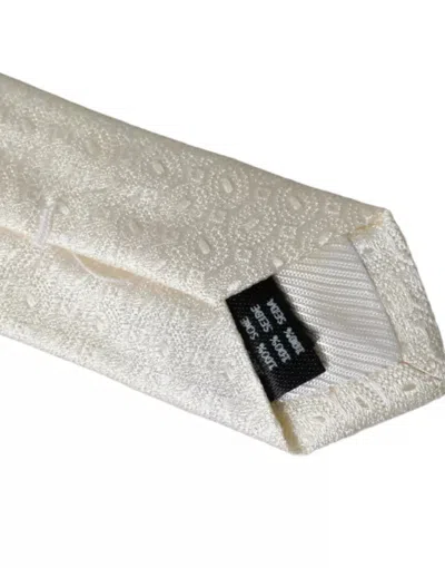 Dolce & Gabbana Off White Patterned Silk Adjustable Men Tie In Off White