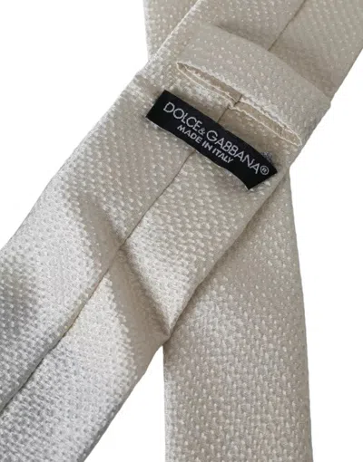 Dolce & Gabbana Ivory 100% Silk Adjustable Neckmen's Men Men's Tie In Off White