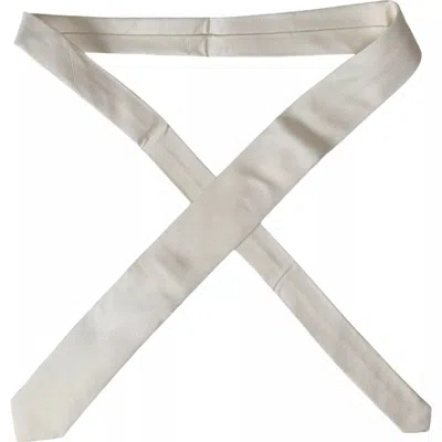 Dolce & Gabbana Off White Patterned Silk Classic Adjustable Tie In Off White