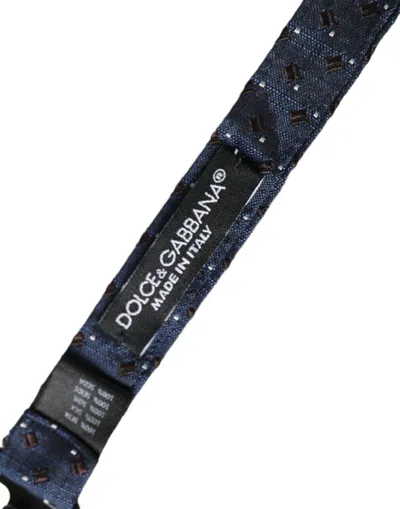 Dolce & Gabbana Navy Blue Silk Patterned Adjustable Men Papillon Bow Tie In Navy Blue