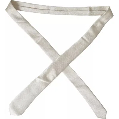 Dolce & Gabbana Ivory 100% Silk Adjustable Neckmen's Men Men's Tie In Off White