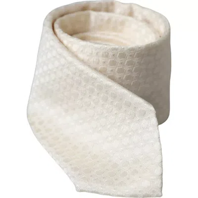 Dolce & Gabbana Off White Silk Adjustable Necktie Men Tie In Off White
