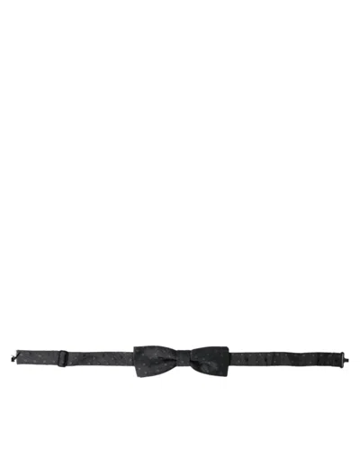 Dolce & Gabbana Gray Polka Dot Silk Adjustable Neck Men Papillon Bow Tie In Gray