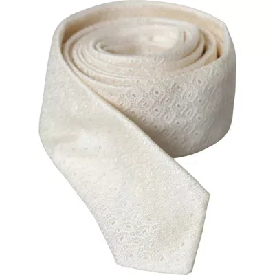 Dolce & Gabbana Off White Patterned Silk Adjustable Men Tie In Off White