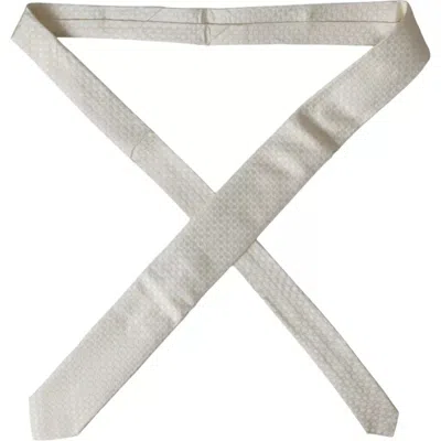 Dolce & Gabbana Off White Silk Adjustable Necktie Men Tie In Off White