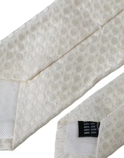 Dolce & Gabbana Off White Silk Adjustable Necktie Men Tie In Off White
