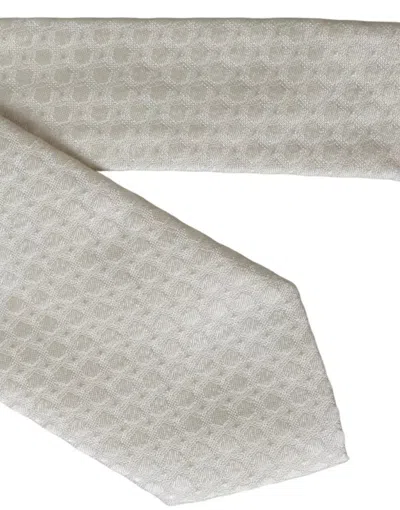 Dolce & Gabbana Off White Silk Adjustable Necktie Men Tie In Off White