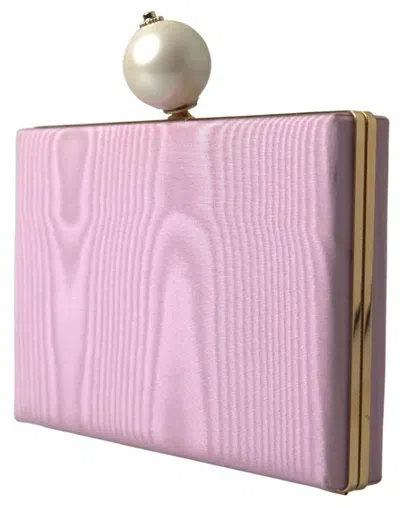 Pre-owned Dolce & Gabbana Pink Silk Gold Frame Clutch Evening Party Purse Women's Bag ()