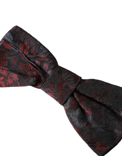 Dolce & Gabbana Red Black Floral Adjustable Neck Men Bow Tie In Black And Red