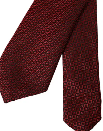 Dolce & Gabbana Red Patterned 100% Silk Adjustable Men Tie In Red
