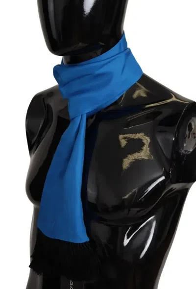 Pre-owned Dolce & Gabbana Royal Blue Men's Neck Wrap Shawl Silk Men's Scarf ()