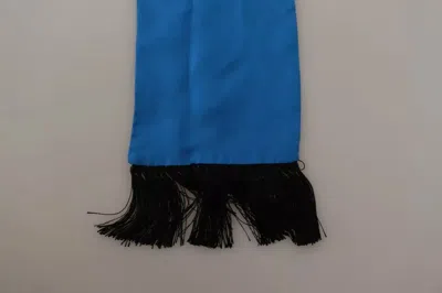 Pre-owned Dolce & Gabbana Royal Blue Men's Neck Wrap Shawl Silk Men's Scarf ()