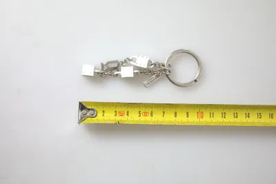 Dolce & Gabbana Silver Tone Metal Dg Logo Engraved Keyring Keychain In Silver