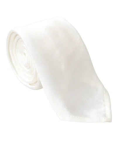 Dolce & Gabbana White Silk Blend Adjustable Tie Men In White