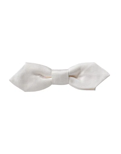 Dolce & Gabbana White Silk Adjustable Neck Men Papillon Bow Men's Tie In White