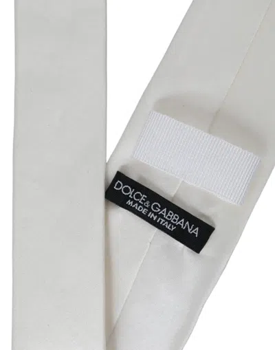 Dolce & Gabbana White Silk Blend Adjustable Tie Men In White