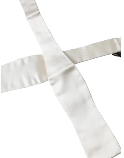 Dolce & Gabbana White Silk Slim Skinny Necktie Men Bow Tie In White
