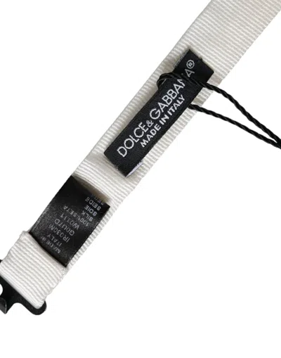 Dolce & Gabbana White Silk Adjustable Neck Men Papillon Bow Men's Tie In White