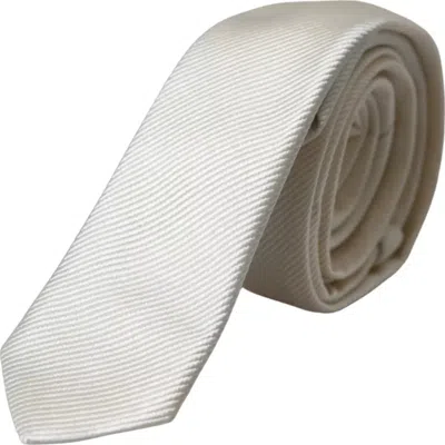 Dolce & Gabbana White Solid 100% Silk Adjustable Tie In White