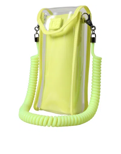 Dolce & Gabbana Yellow Green Plastic Dg Logo Neck Strap Cardholder Wallet In Yellow