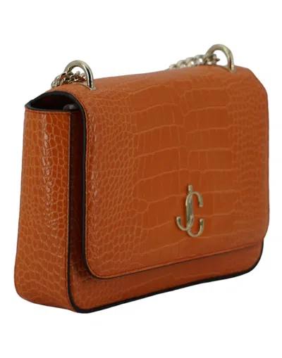 Jimmy Choo Orange Leather Top Handle And Shoulder Bag In Orange