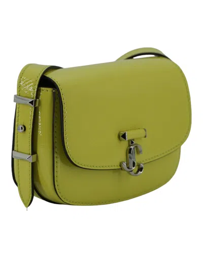 Jimmy Choo Lime Yellow Leather Small Shoulder Bag In Yellow