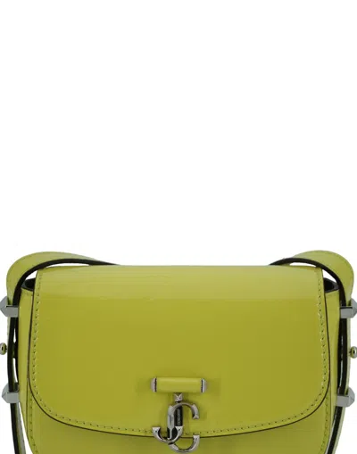 Jimmy Choo Lime Yellow Leather Small Shoulder Bag In Yellow