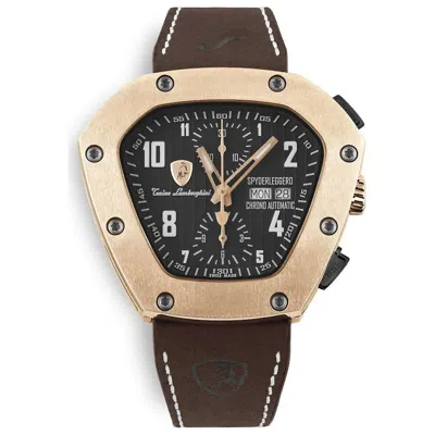 Lamborghini Black Leather Watch In Black