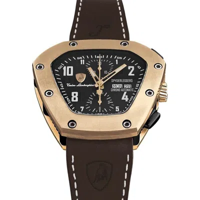 Lamborghini Black Leather Watch In Black