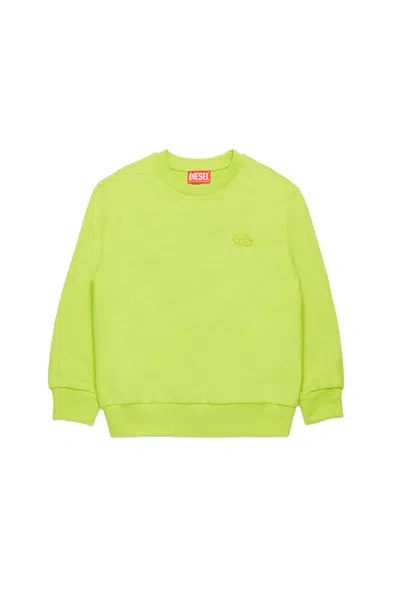 Diesel Felpa Girocollo Con Maxi Logo Oval D In Green