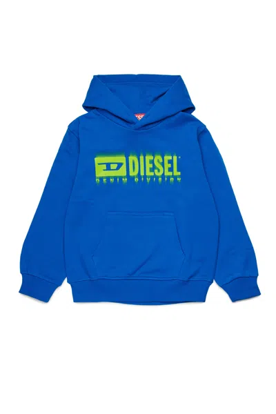 Diesel Felpa Con Cappuccio E Logo Degradé In Blue