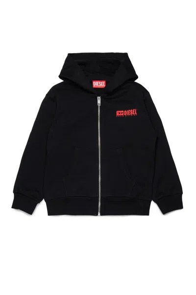 Diesel Felpa Con Cappuccio E Logo Degradé In Red