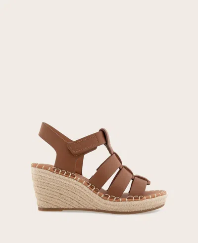 Gentle Souls - Capelin Leather Espadrille Wedge In Luggage Leather
