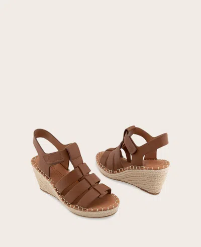 Gentle Souls - Capelin Leather Espadrille Wedge In Luggage Leather