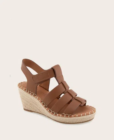 Gentle Souls - Capelin Leather Espadrille Wedge In Luggage Leather