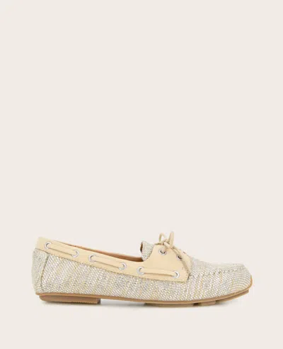 Gentle Souls - Marina Metallic Fabric Boat Shoe In Light Gold Fabric