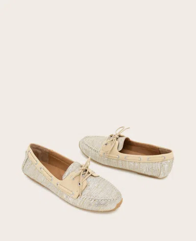 Gentle Souls - Marina Metallic Fabric Boat Shoe In Light Gold Fabric