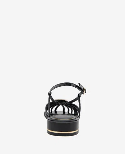 Kenneth Cole Farrah Patent Caged In Buckle Sandal In Black Patent