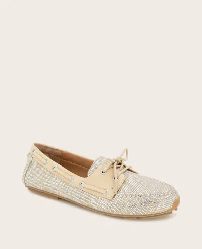Gentle Souls - Marina Metallic Fabric Boat Shoe In Light Gold Fabric