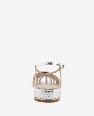 Kenneth Cole Farrah Metallic Combo Snake Caged In Buckle Sandal In Silver,gold Metallic