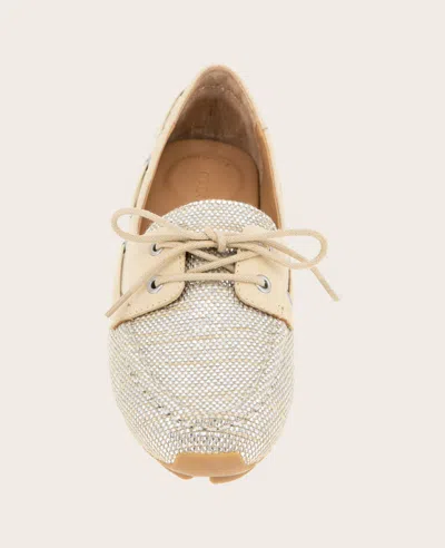 Gentle Souls - Marina Metallic Fabric Boat Shoe In Light Gold Fabric