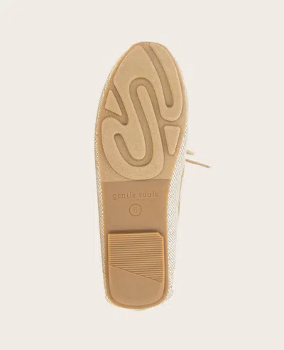 Gentle Souls - Marina Metallic Fabric Boat Shoe In Light Gold Fabric