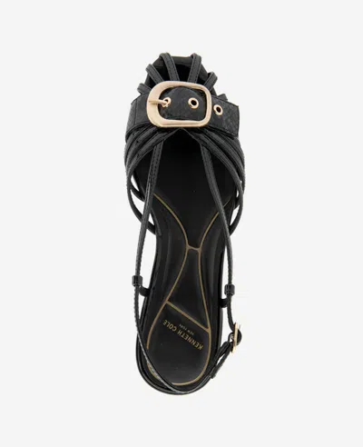 Kenneth Cole Farrah Patent Caged In Buckle Sandal In Black Patent