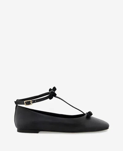 Kenneth Cole Juliet T-strap Flat In Black Leather