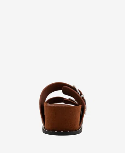 Kenneth Cole Gradie Double Buckle Studded Suede Platform Slide Sandal In Cognac Suede