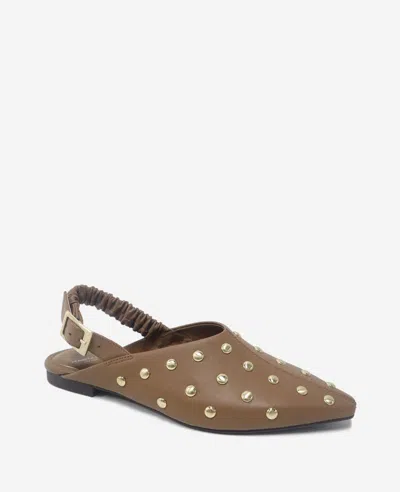 Kenneth Cole Nicola Studded Slingback Mule In Brown Leather