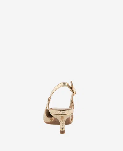 Kenneth Cole Martha Metallic Croco Slingback Kitten Heel In Soft Gold