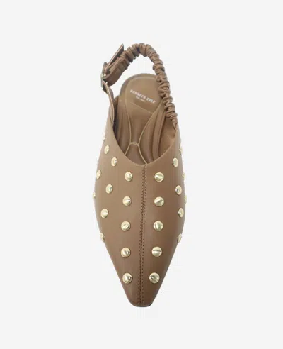 Kenneth Cole Nicola Studded Slingback Mule In Brown Leather