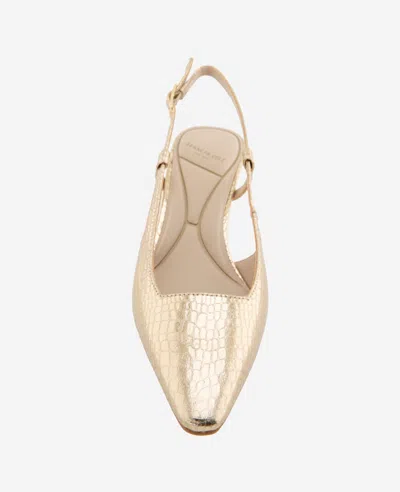Kenneth Cole Martha Metallic Croco Slingback Kitten Heel In Soft Gold